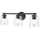 None 3 Light 24.5 inch Matte Black Bathroom Vanity Light Wall Light